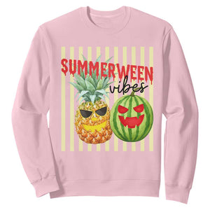 Funny Summerween Fruit Sweatshirt Spooky Pineapple Watermelon Graphic TS12 Light Pink Print Your Wear