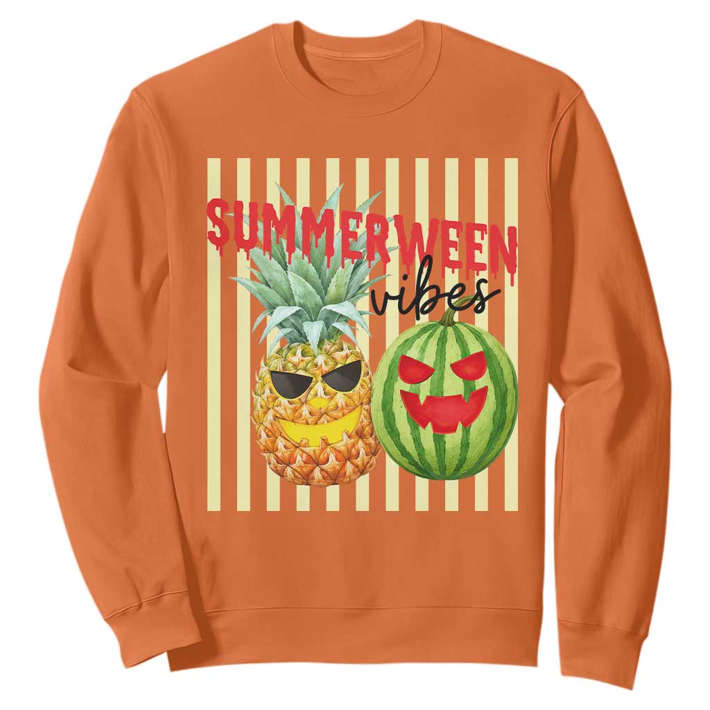 Funny Summerween Fruit Sweatshirt Spooky Pineapple Watermelon Graphic TS12 Orange Print Your Wear