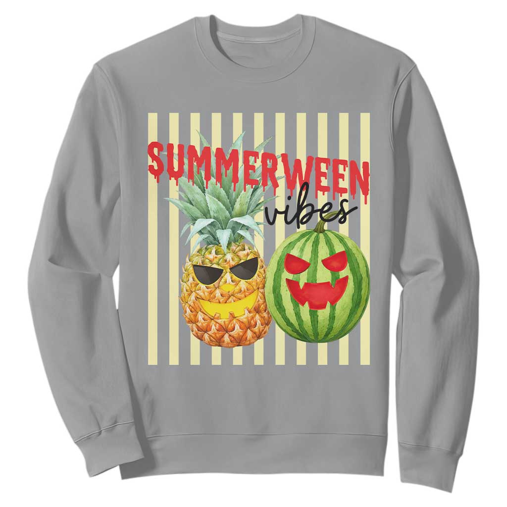 Funny Summerween Fruit Sweatshirt Spooky Pineapple Watermelon Graphic TS12 Sport Gray Print Your Wear