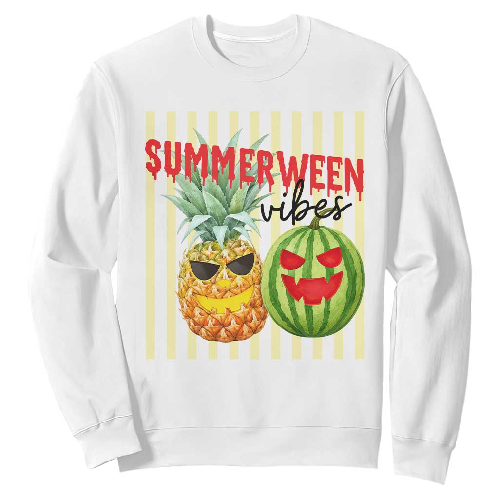 Funny Summerween Fruit Sweatshirt Spooky Pineapple Watermelon Graphic TS12 White Print Your Wear