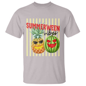 Funny Summerween Fruit T Shirt Spooky Pineapple Watermelon Graphic TS12 Ice Gray Print Your Wear