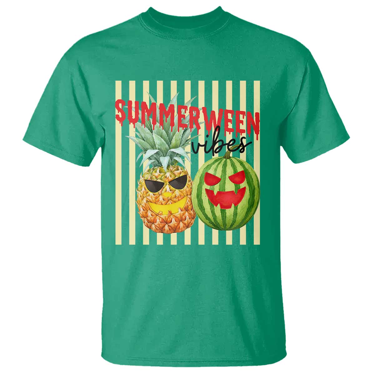 Funny Summerween Fruit T Shirt Spooky Pineapple Watermelon Graphic TS12 Irish Green Print Your Wear