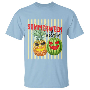 Funny Summerween Fruit T Shirt Spooky Pineapple Watermelon Graphic TS12 Light Blue Print Your Wear