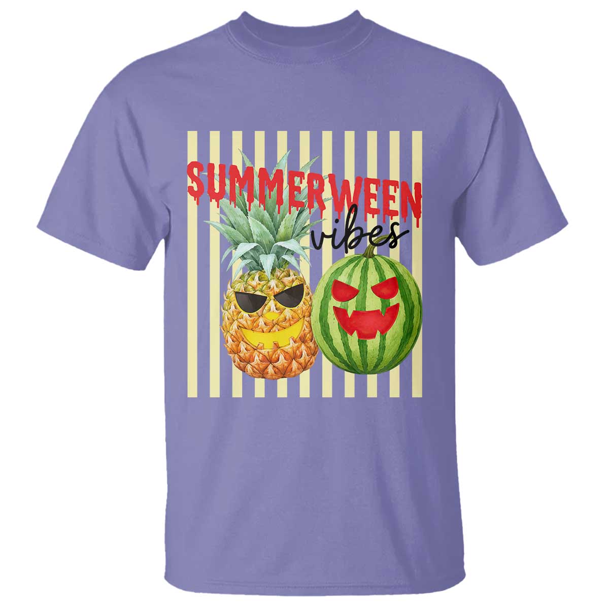 Funny Summerween Fruit T Shirt Spooky Pineapple Watermelon Graphic TS12 Violet Print Your Wear