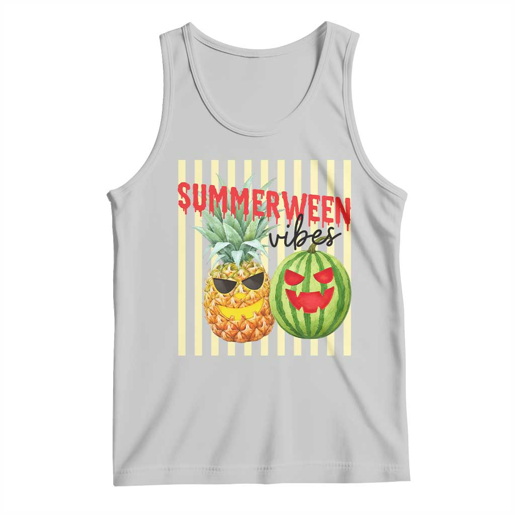 Funny Summerween Fruit Tank Top Spooky Pineapple Watermelon Graphic TS12 Ash Print Your Wear