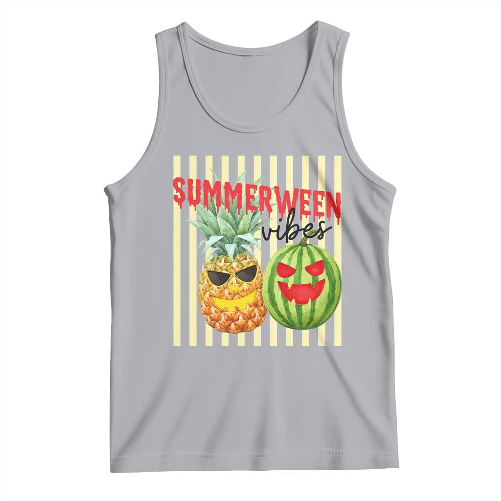 Funny Summerween Fruit Tank Top Spooky Pineapple Watermelon Graphic TS12 Athletic Heather Print Your Wear