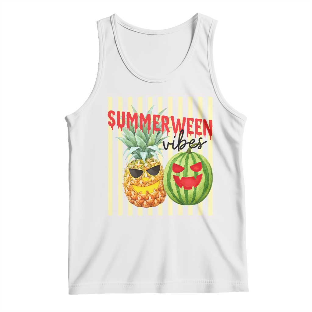 Funny Summerween Fruit Tank Top Spooky Pineapple Watermelon Graphic TS12 White Print Your Wear