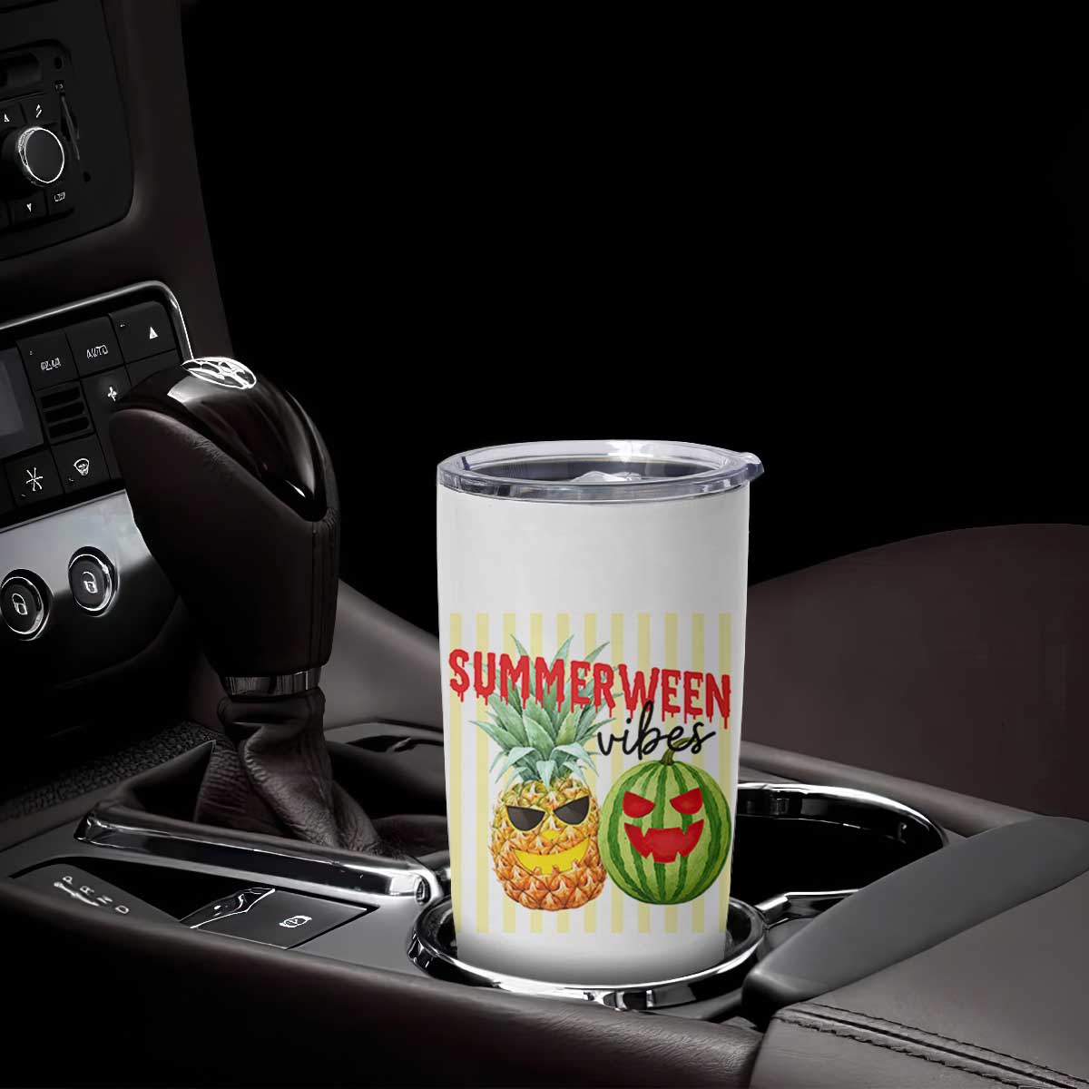 Funny Summerween Fruit Tumbler Cup Spooky Pineapple Watermelon Graphic TS12 Print Your Wear
