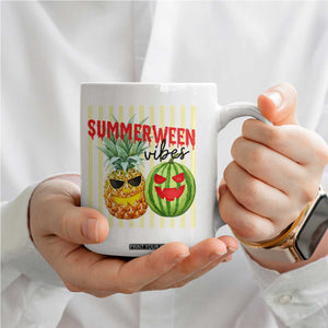Funny Summerween Fruit Coffee Mug Spooky Pineapple Watermelon Graphic TS12 Print Your Wear