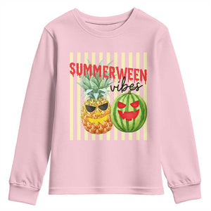 Funny Summerween Fruit Youth Sweatshirt Spooky Pineapple Watermelon Graphic TS12 Light Pink Print Your Wear
