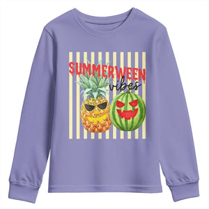 Funny Summerween Fruit Youth Sweatshirt Spooky Pineapple Watermelon Graphic TS12 Violet Print Your Wear