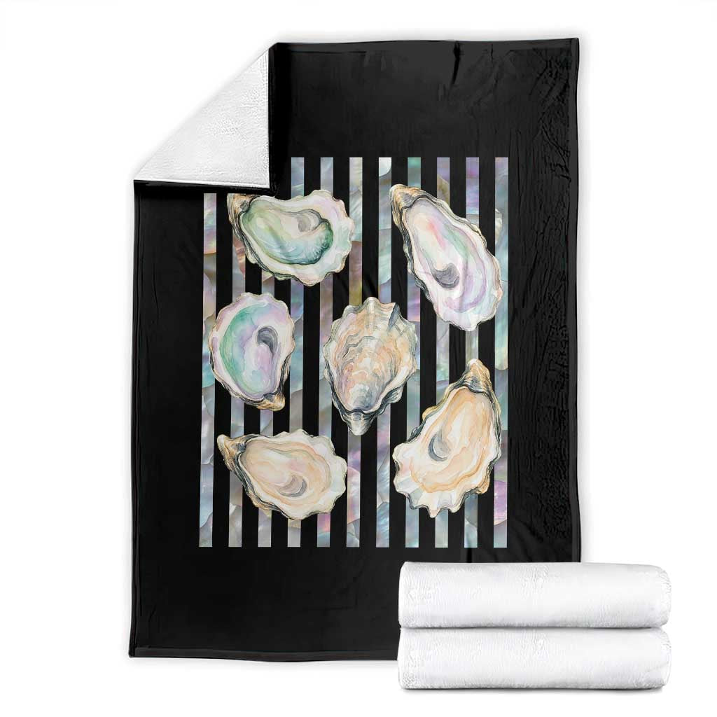 Striped Glitter Oyster Shell Throw Blanket Coastal Summer Ocean Gift TS12 Black Print Your Wear