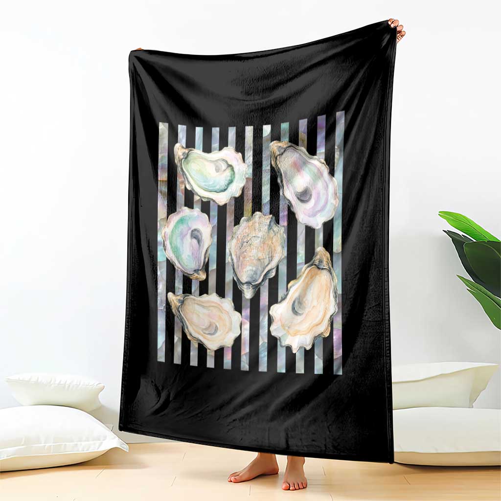 Striped Glitter Oyster Shell Throw Blanket Coastal Summer Ocean Gift TS12 Print Your Wear