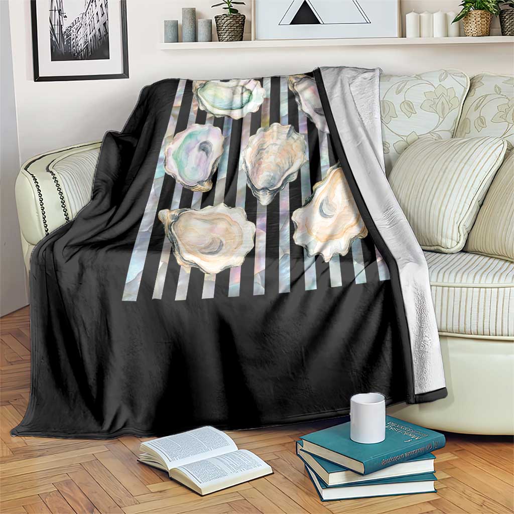 Striped Glitter Oyster Shell Throw Blanket Coastal Summer Ocean Gift TS12 Print Your Wear