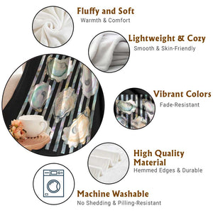 Striped Glitter Oyster Shell Throw Blanket Coastal Summer Ocean Gift TS12 Print Your Wear