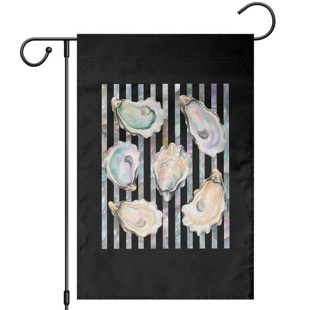 Striped Glitter Oyster Shell Garden Flag Coastal Summer Ocean Gift TS12 Black Print Your Wear