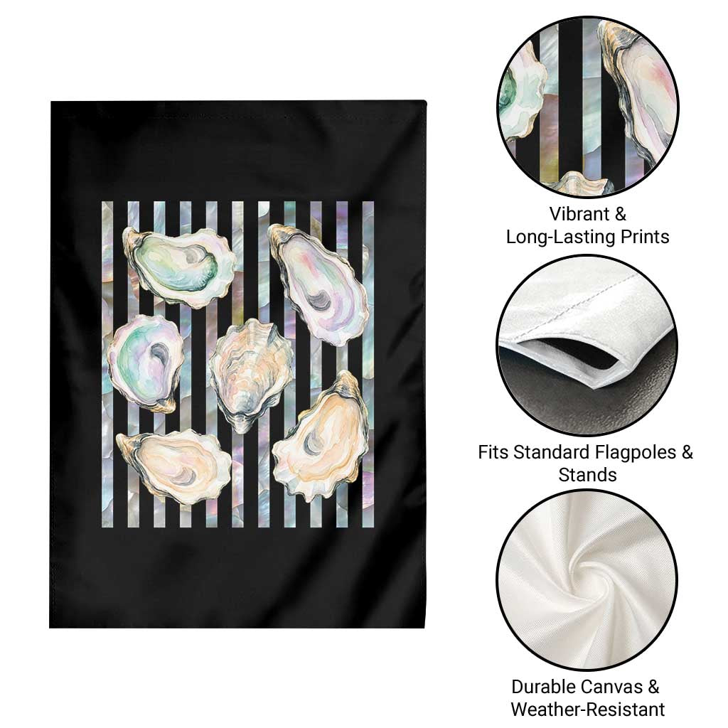 Striped Glitter Oyster Shell Garden Flag Coastal Summer Ocean Gift TS12 Print Your Wear