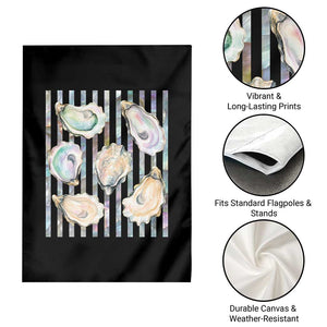 Striped Glitter Oyster Shell Garden Flag Coastal Summer Ocean Gift TS12 Print Your Wear