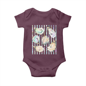 Striped Glitter Oyster Shell Baby Onesie Coastal Summer Ocean Gift TS12 Maroon Print Your Wear