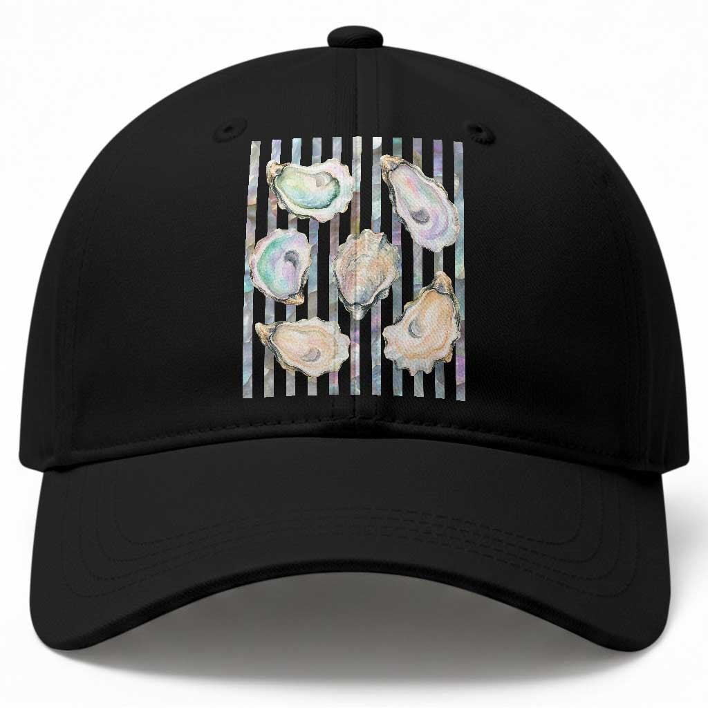 Striped Glitter Oyster Shell Baseball Cap Coastal Summer Ocean Gift TS12 Print Your Wear