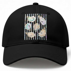 Striped Glitter Oyster Shell Baseball Cap Coastal Summer Ocean Gift TS12 Print Your Wear