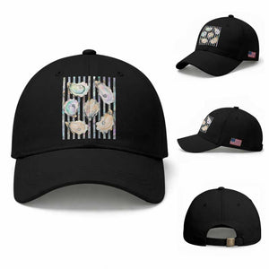 Striped Glitter Oyster Shell Baseball Cap Coastal Summer Ocean Gift TS12 Baseball Cap Universal Fit Black Print Your Wear