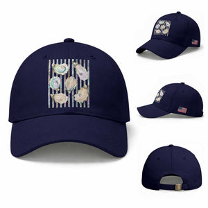Striped Glitter Oyster Shell Baseball Cap Coastal Summer Ocean Gift TS12 Baseball Cap Universal Fit Dark Blue Print Your Wear