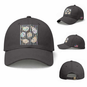 Striped Glitter Oyster Shell Baseball Cap Coastal Summer Ocean Gift TS12 Baseball Cap Universal Fit Dark Gray Print Your Wear