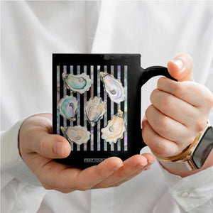 Striped Glitter Oyster Shell Coffee Mug Coastal Summer Ocean Gift TS12 Print Your Wear