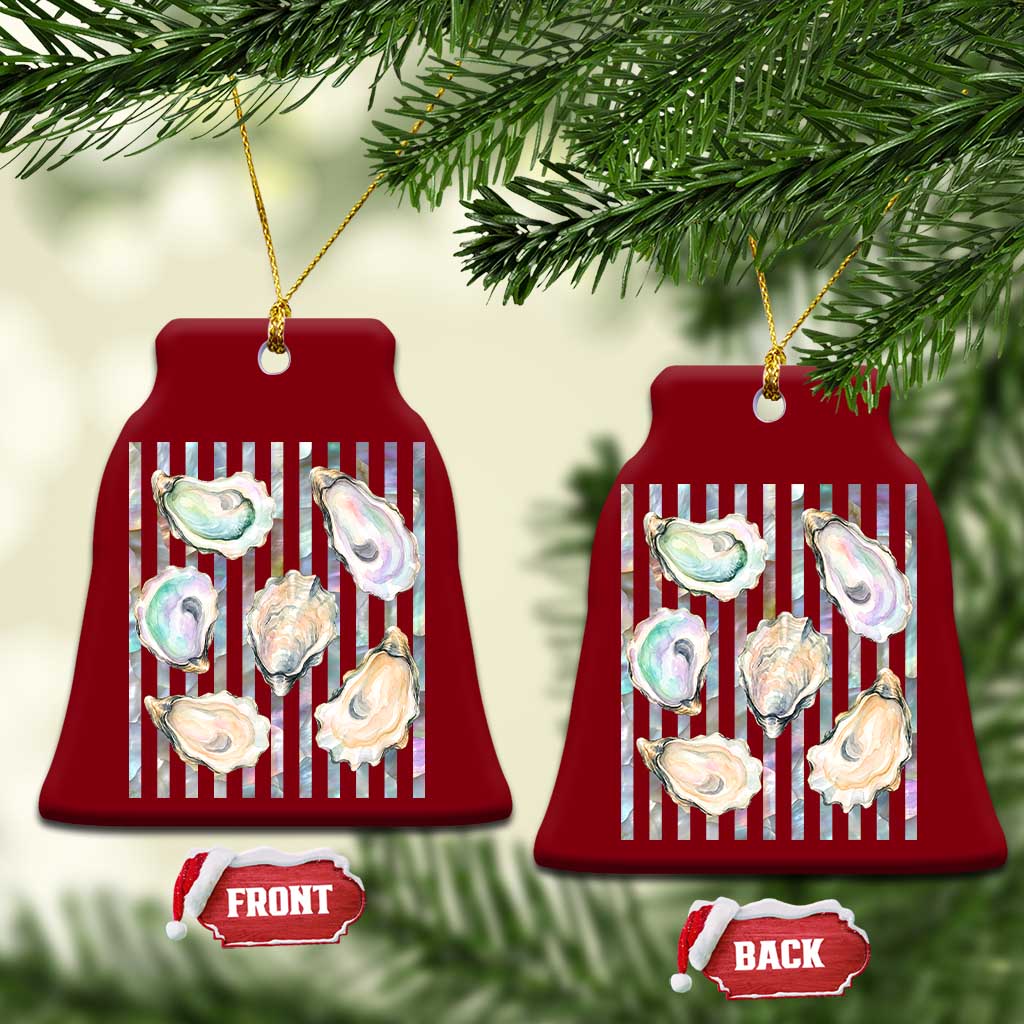 Striped Glitter Oyster Shell Ceramic Ornament Coastal Summer Ocean Gift TS12 Print Your Wear