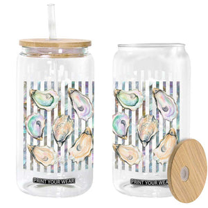 Striped Glitter Oyster Shell Glass Can Coastal Summer Ocean Gift TS12 Print Your Wear