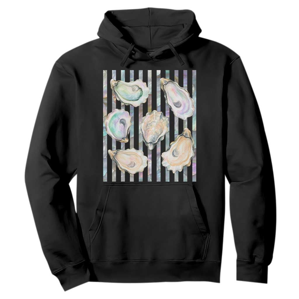 Striped Glitter Oyster Shell Hoodie Coastal Summer Ocean Gift TS12 Black Print Your Wear