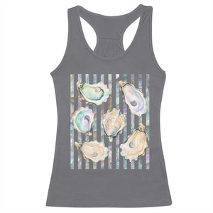 Striped Glitter Oyster Shell Racerback Tank Top Coastal Summer Ocean Gift TS12 Charcoal Print Your Wear