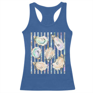Striped Glitter Oyster Shell Racerback Tank Top Coastal Summer Ocean Gift TS12 Royal Blue Print Your Wear