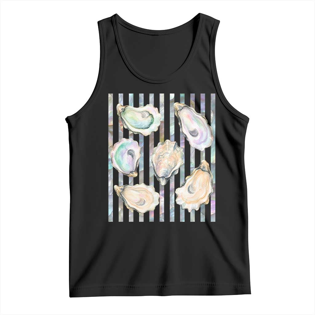 Striped Glitter Oyster Shell Tank Top Coastal Summer Ocean Gift TS12 Black Print Your Wear