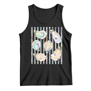 Striped Glitter Oyster Shell Tank Top Coastal Summer Ocean Gift TS12 Black Print Your Wear