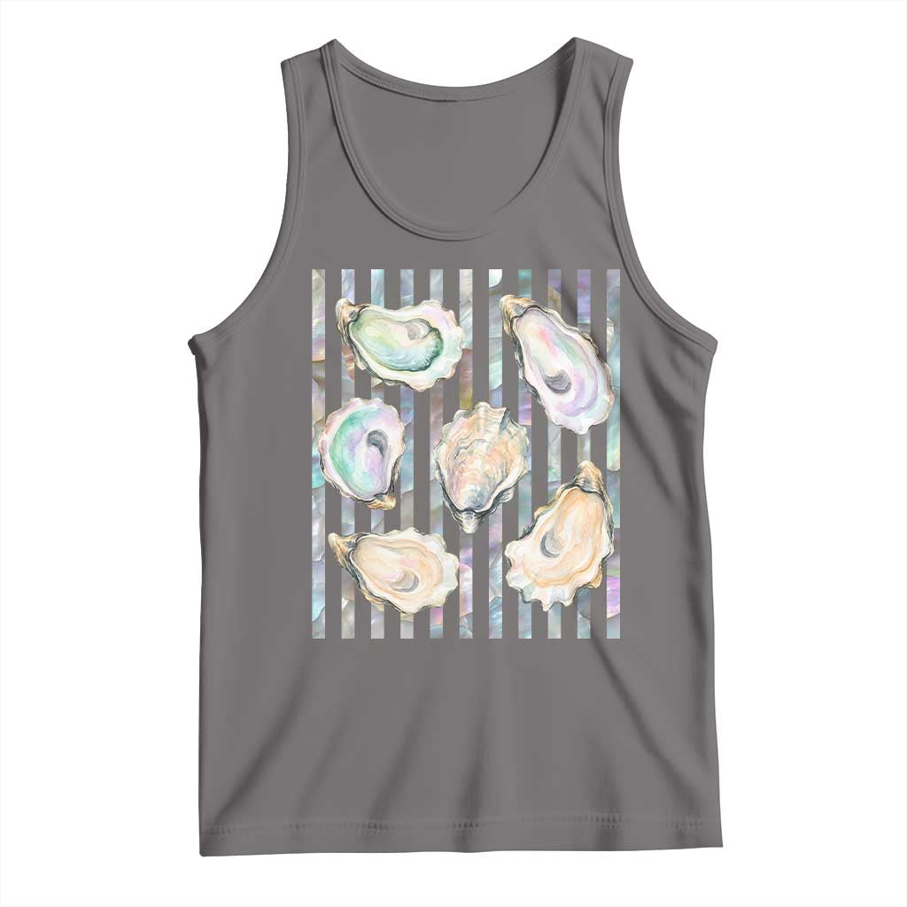 Striped Glitter Oyster Shell Tank Top Coastal Summer Ocean Gift TS12 Deep Heather Print Your Wear