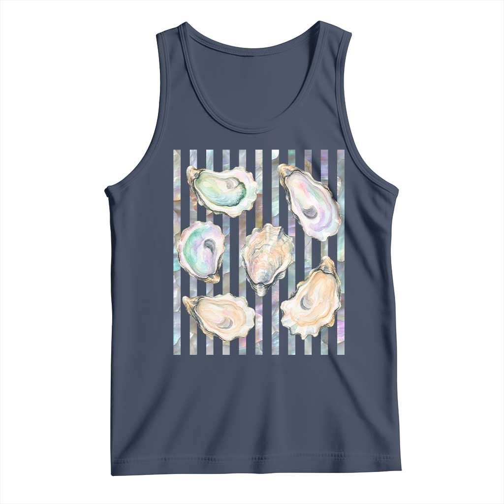 Striped Glitter Oyster Shell Tank Top Coastal Summer Ocean Gift TS12 Navy Print Your Wear