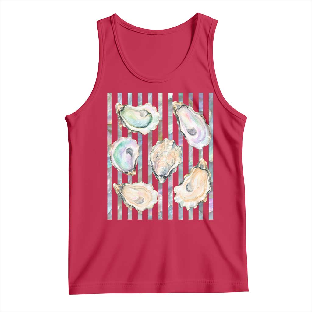 Striped Glitter Oyster Shell Tank Top Coastal Summer Ocean Gift TS12 Red Print Your Wear