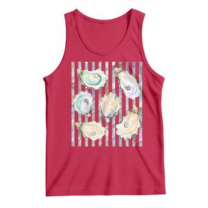 Striped Glitter Oyster Shell Tank Top Coastal Summer Ocean Gift TS12 Red Print Your Wear