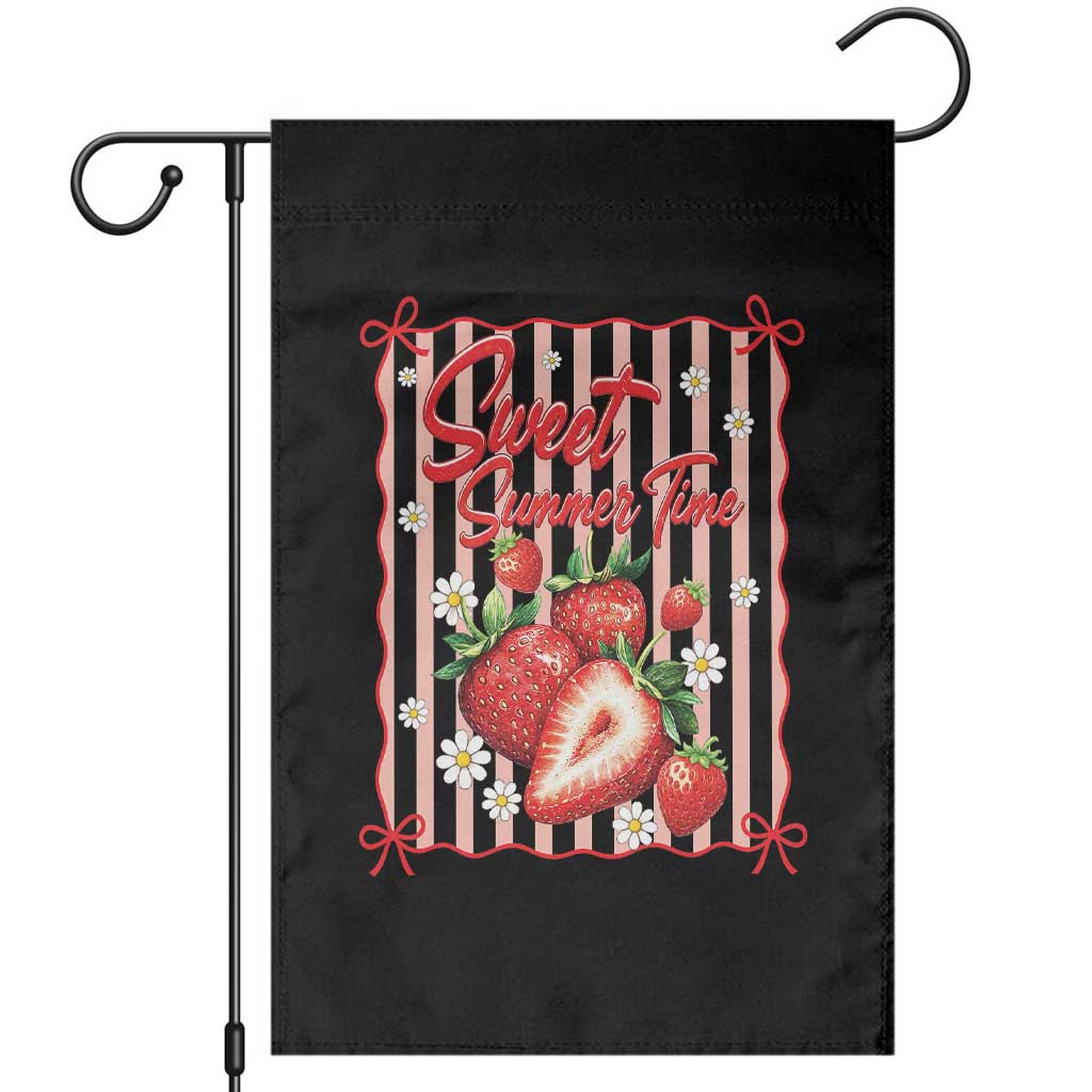 Striped Summer Strawberry Garden Flag Preppy Beach Vibes Graphic TS12 Black Print Your Wear