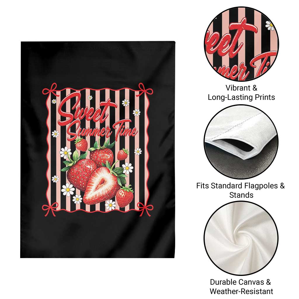 Striped Summer Strawberry Garden Flag Preppy Beach Vibes Graphic TS12 Print Your Wear