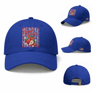 Striped Summer Strawberry Baseball Cap Preppy Beach Vibes Graphic TS12 Baseball Cap Universal Fit Royal Blue Print Your Wear