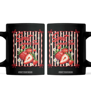 Striped Summer Strawberry Coffee Mug Preppy Beach Vibes Graphic TS12 Black Print Your Wear