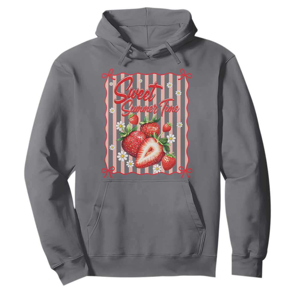 Striped Summer Strawberry Hoodie Preppy Beach Vibes Graphic TS12 Charcoal Print Your Wear