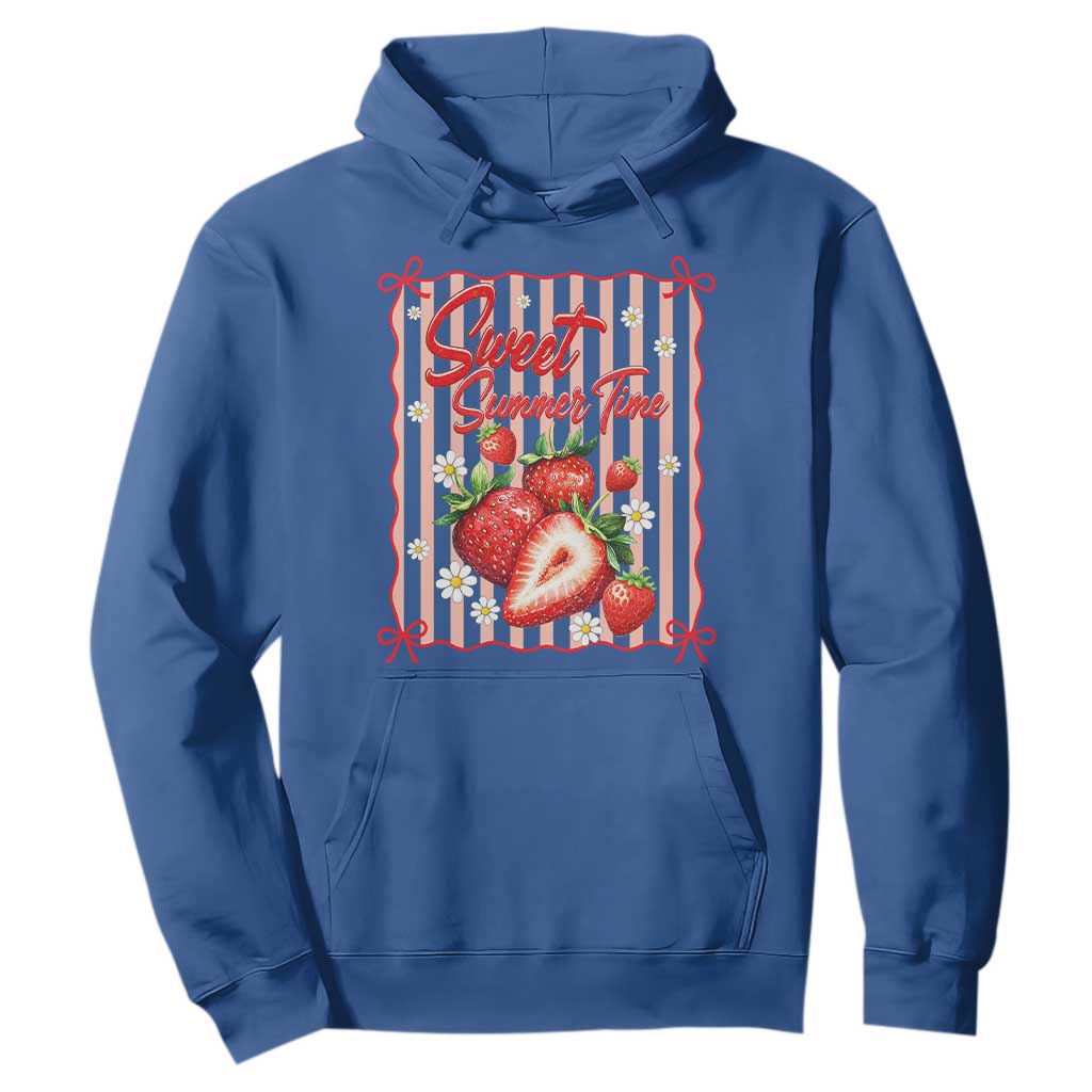 Striped Summer Strawberry Hoodie Preppy Beach Vibes Graphic TS12 Royal Blue Print Your Wear