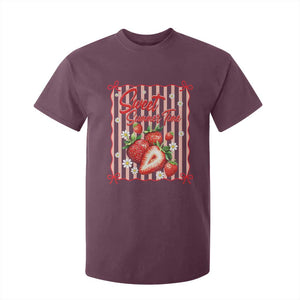 Striped Summer Strawberry T Shirt For Kid Preppy Beach Vibes Graphic TS12 Maroon Print Your Wear