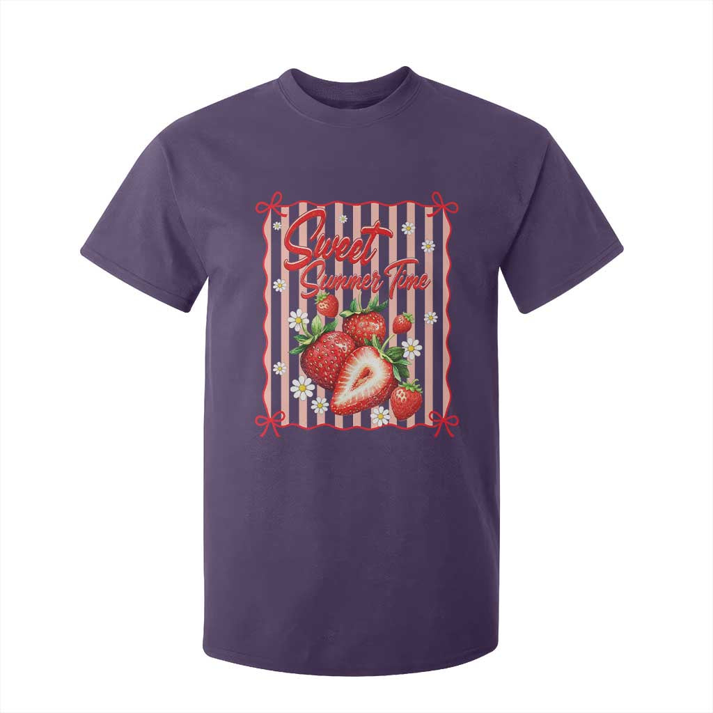 Striped Summer Strawberry T Shirt For Kid Preppy Beach Vibes Graphic TS12 Purple Print Your Wear