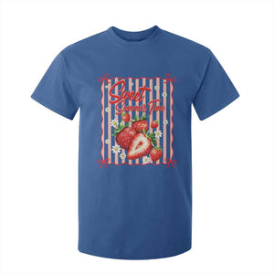 Striped Summer Strawberry T Shirt For Kid Preppy Beach Vibes Graphic TS12 Royal Blue Print Your Wear
