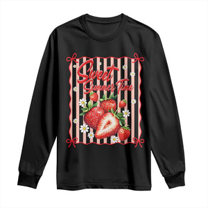 Striped Summer Strawberry Long Sleeve Shirt Preppy Beach Vibes Graphic TS12 Black Print Your Wear